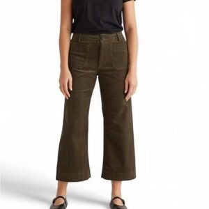 Maeve by Anthropologie Olive green Cropped Wide leg Corduroy Pants Size 32